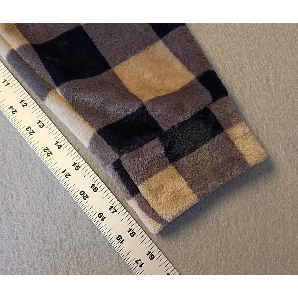 Emily Daniels Sz L Buffalo Plaid Checkerboard Minky Fleece Sweater Button Accent - Picture 8 of 11